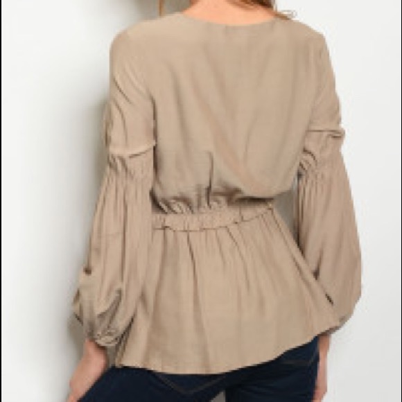 Taupe faux wrap top - Picture 2 of 2